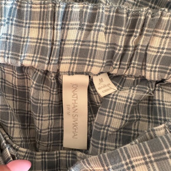 Jonathan Simkhai Co-Ords Two-Piece Set Plaid Puff Sleeves Crop Top & Shorts - Picture 5 of 13